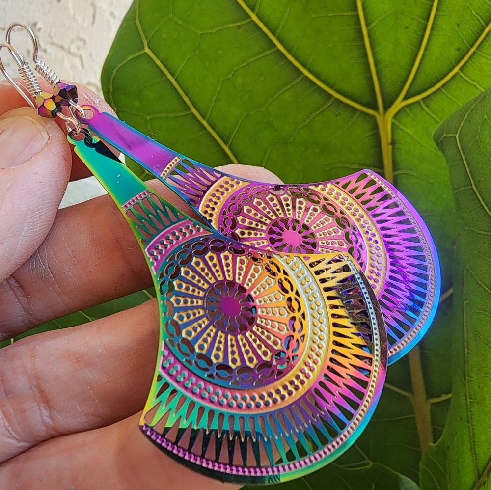 Large Lightweight Earrings Rainbow Hypoallergenic Jewelry
